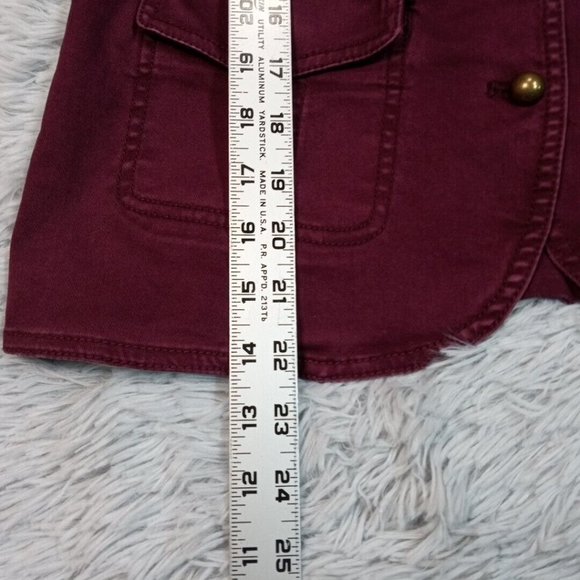 White House Black Market Womens Shirt Red 6 Button Up Utility Military Top - Picture 11 of 13